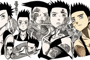 Tattoo with shikamaru and akazuki from naruto anime. tattoo idea