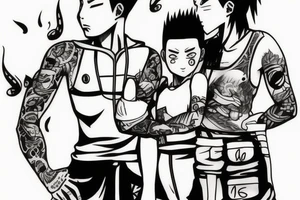 Tattoo with shikamaru from naruto anime. With words "life is boring" tattoo idea
