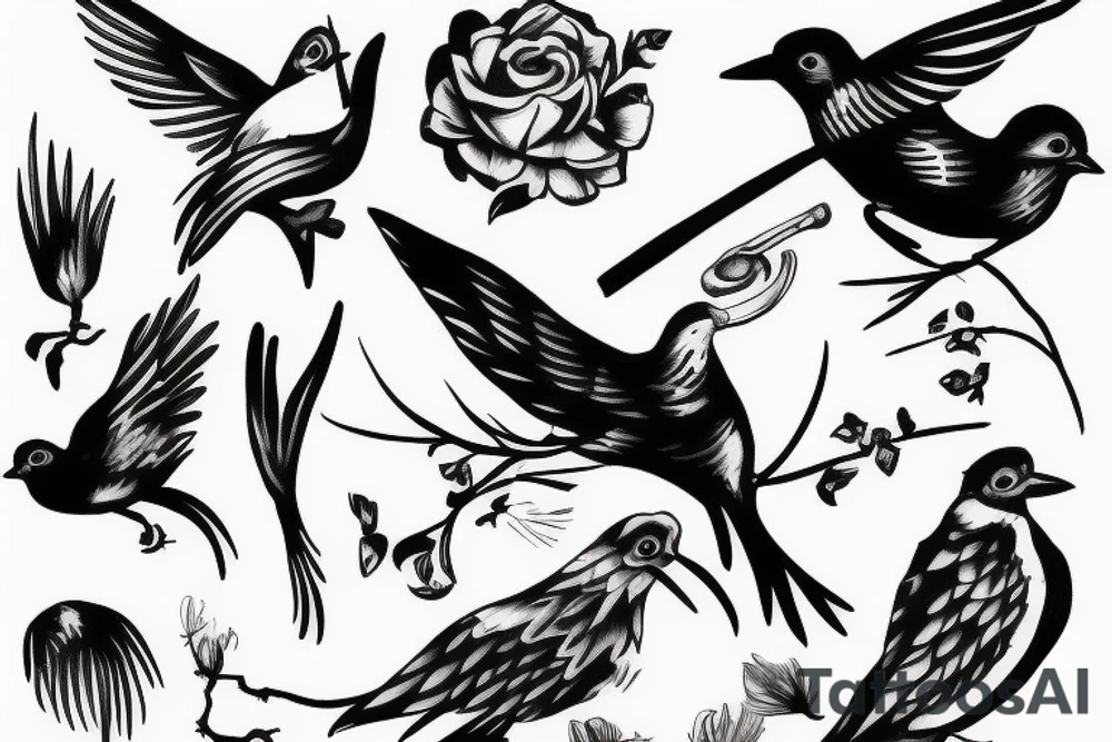 a dying bird eats a dead one tattoo idea