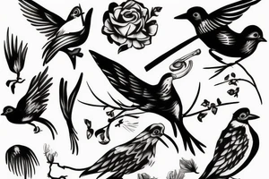 a dying bird eats a dead one tattoo idea