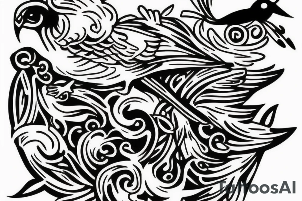 a dying bird eats a dead one tattoo idea