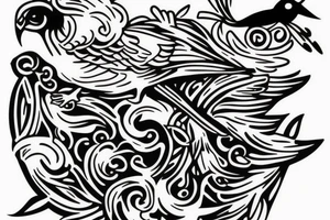 a dying bird eats a dead one tattoo idea