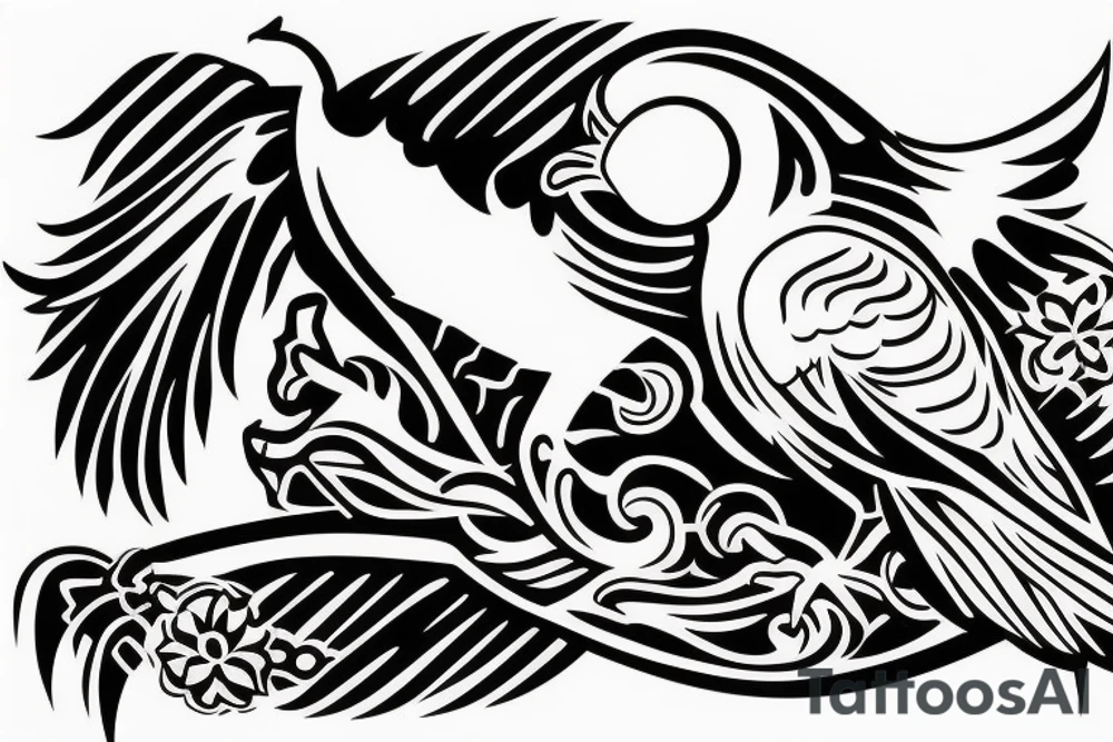 a dying bird eats a dead one tattoo idea