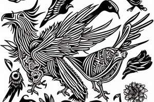 a dying bird eats a dead one tattoo idea