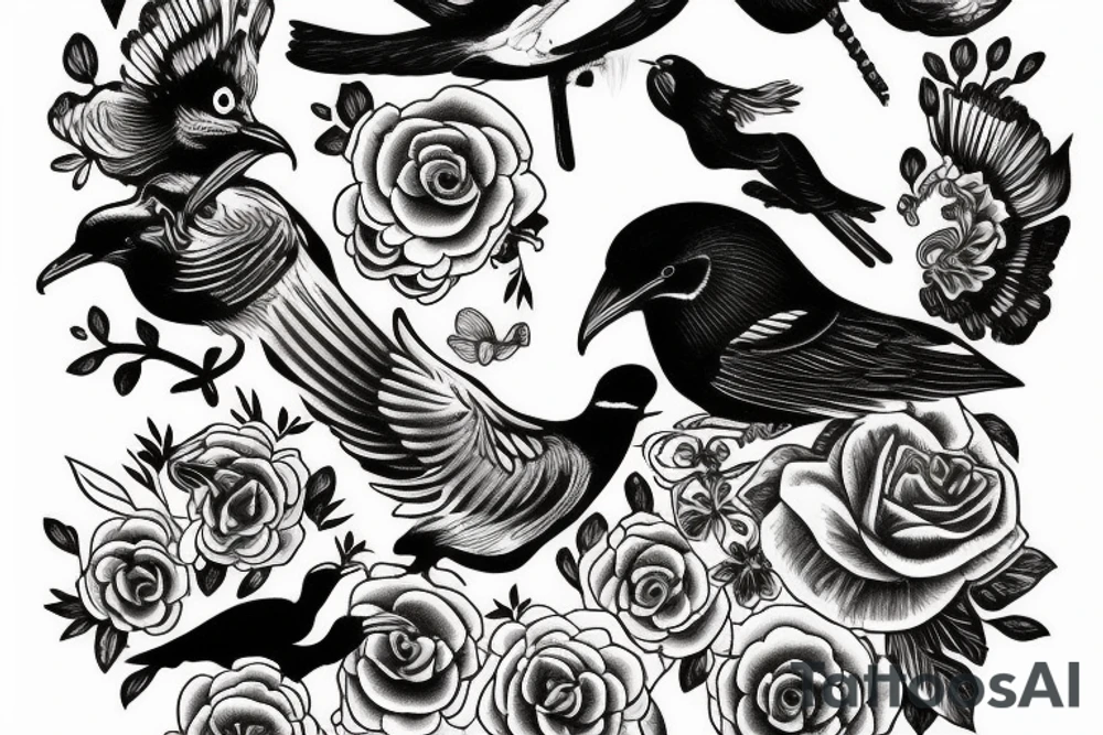 a dying bird eats a dead one tattoo idea