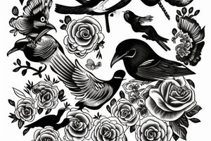 a dying bird eats a dead one tattoo idea