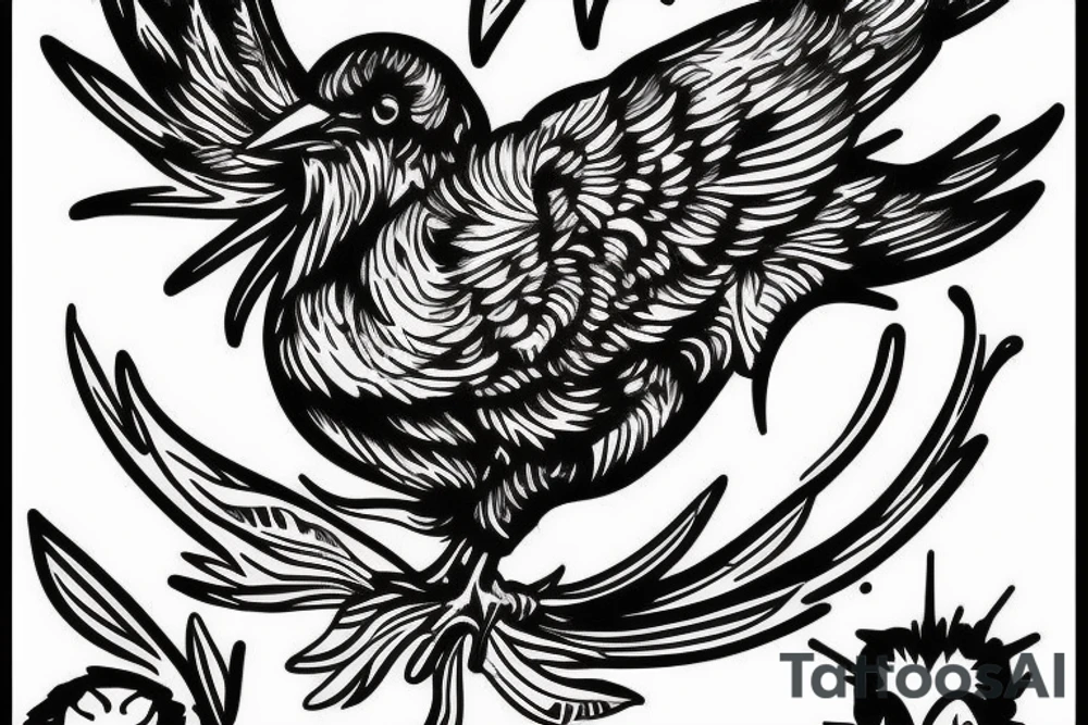 a dying bird eats a dead one tattoo idea