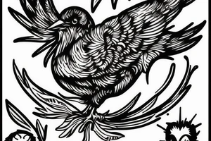 a dying bird eats a dead one tattoo idea