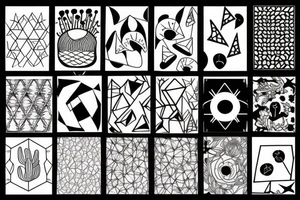 Blackwork mushroom and cactus with organic geometric patterns tattoo idea