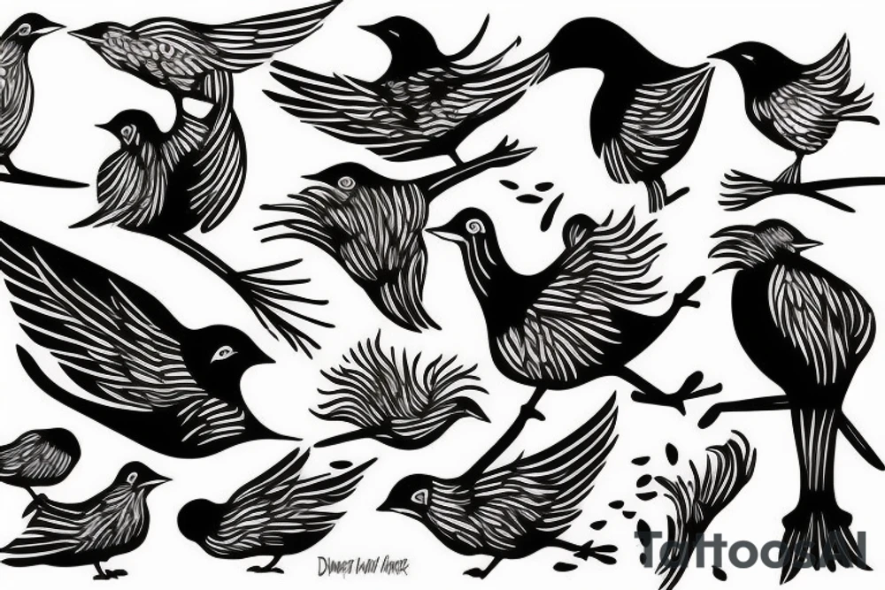 a dying bird eats a dead one tattoo idea