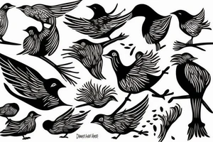 a dying bird eats a dead one tattoo idea