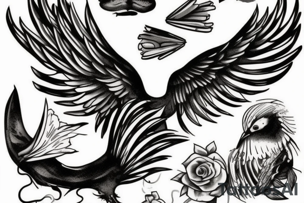 a dying bird eats a dead one tattoo idea