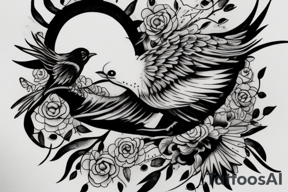 a dying bird eats a dead one tattoo idea