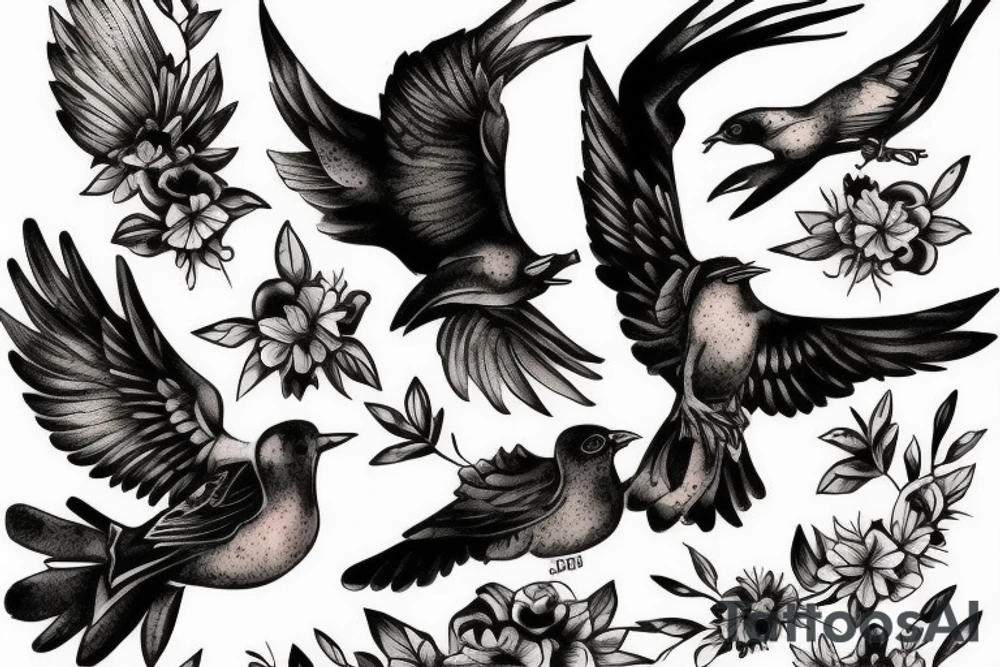 a dying bird eats a dead one tattoo idea