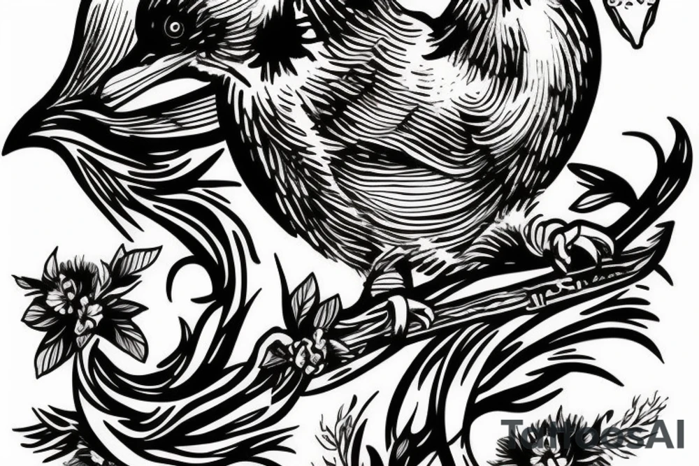 a dying bird eats a dead one tattoo idea
