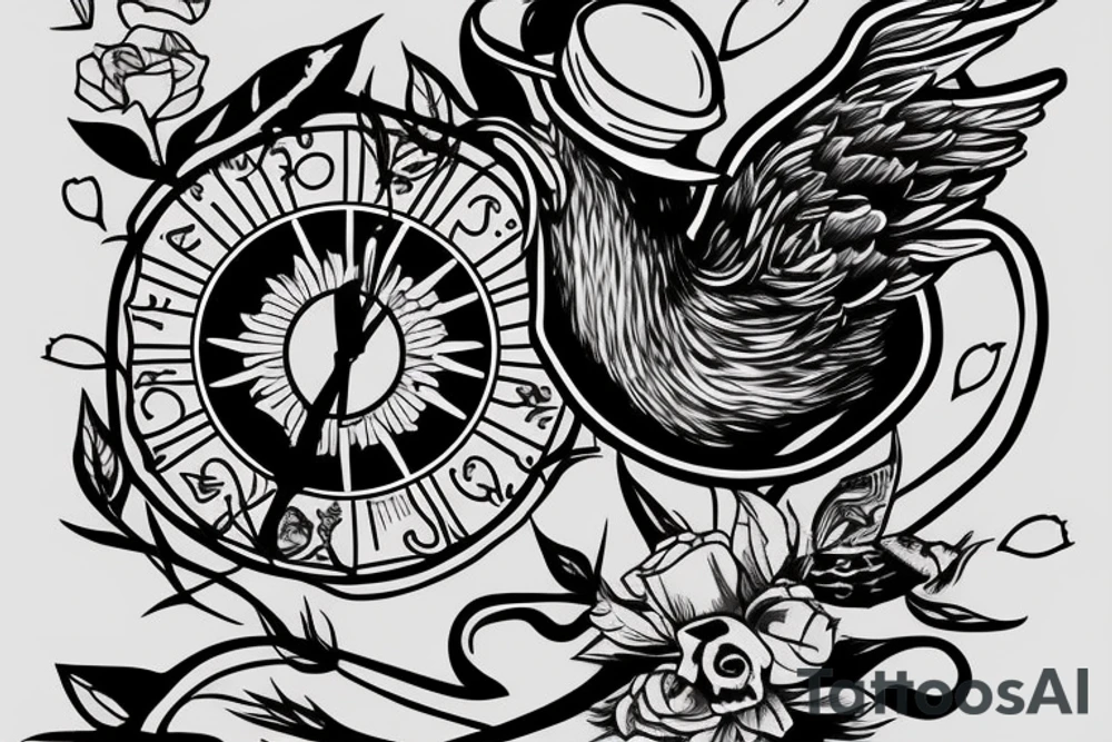 a dying bird eats a dead one tattoo idea
