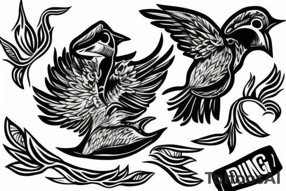 a dying bird eats a dead one tattoo idea