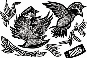 a dying bird eats a dead one tattoo idea