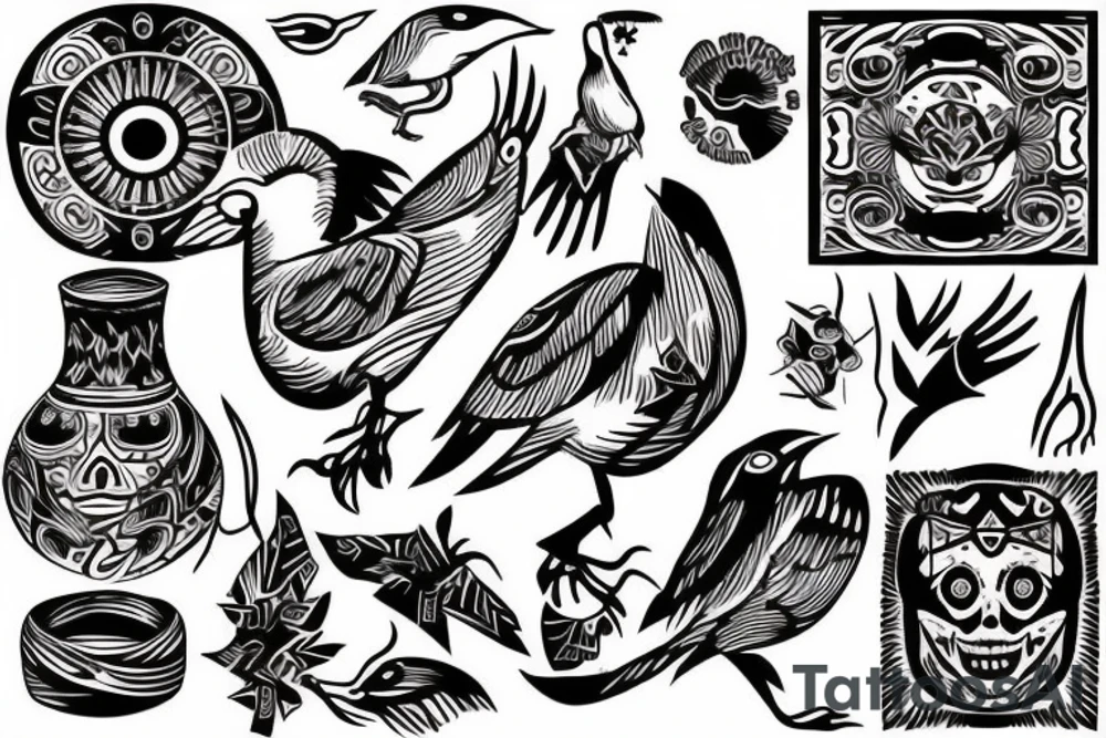 a dying bird eats a dead one tattoo idea