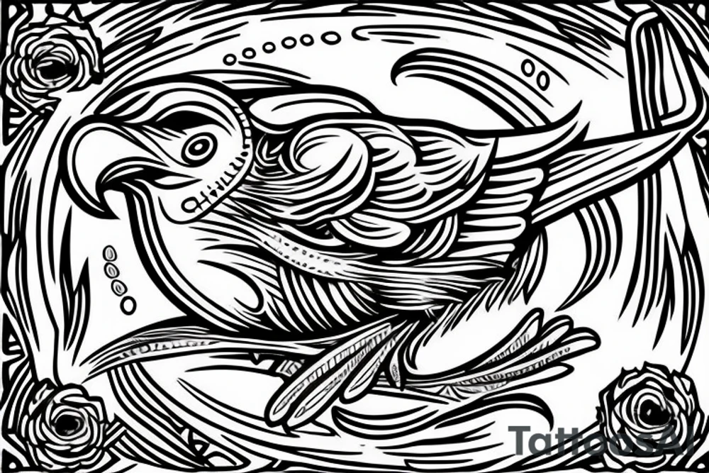 a dying bird eats a dead one tattoo idea