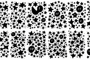 clouds, small stars, includes the numbers 4, 10, 24, 12 in that order tattoo idea