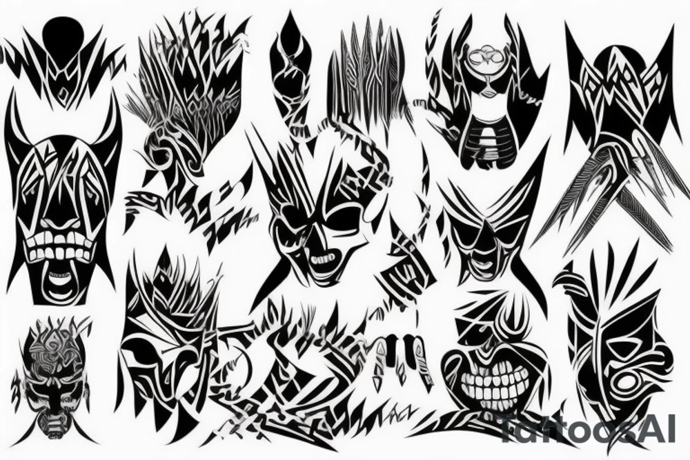sharp evil lines tattoo idea