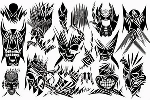 sharp evil lines tattoo idea