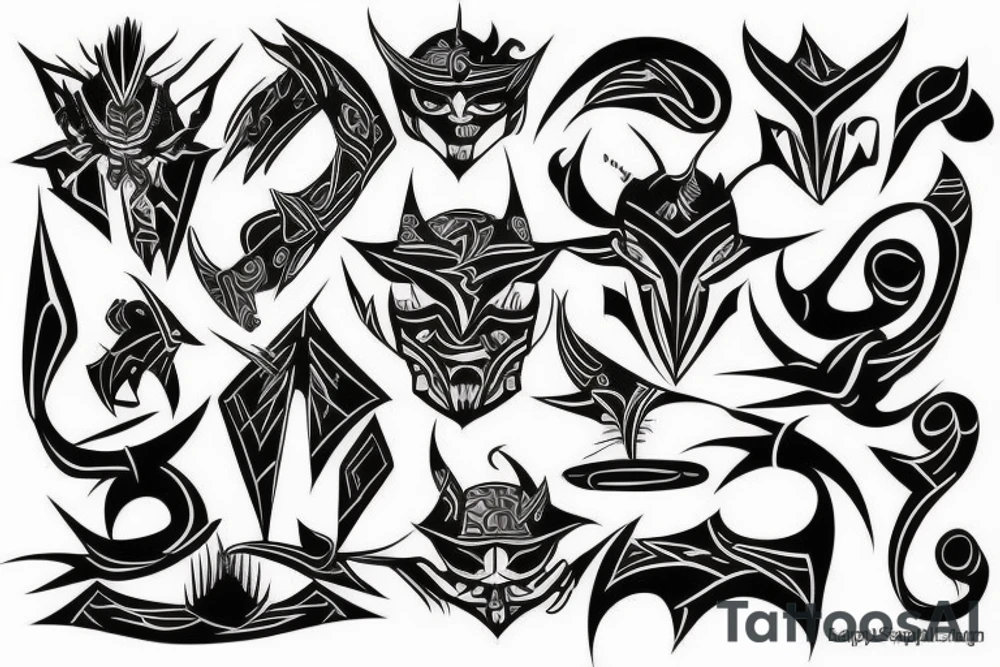 sharp evil lines tattoo idea