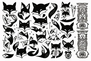 A fox with a katana in Japanese style tattoo idea