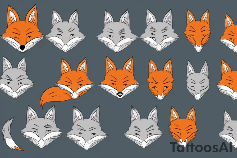 A fox with a katana in Japanese style tattoo idea