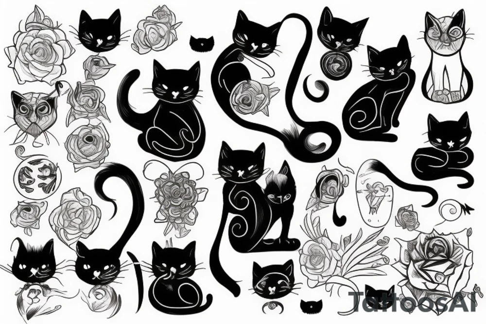Black cat tattoo idea