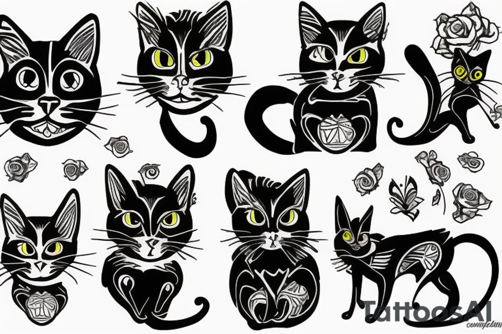 Black cat tattoo idea
