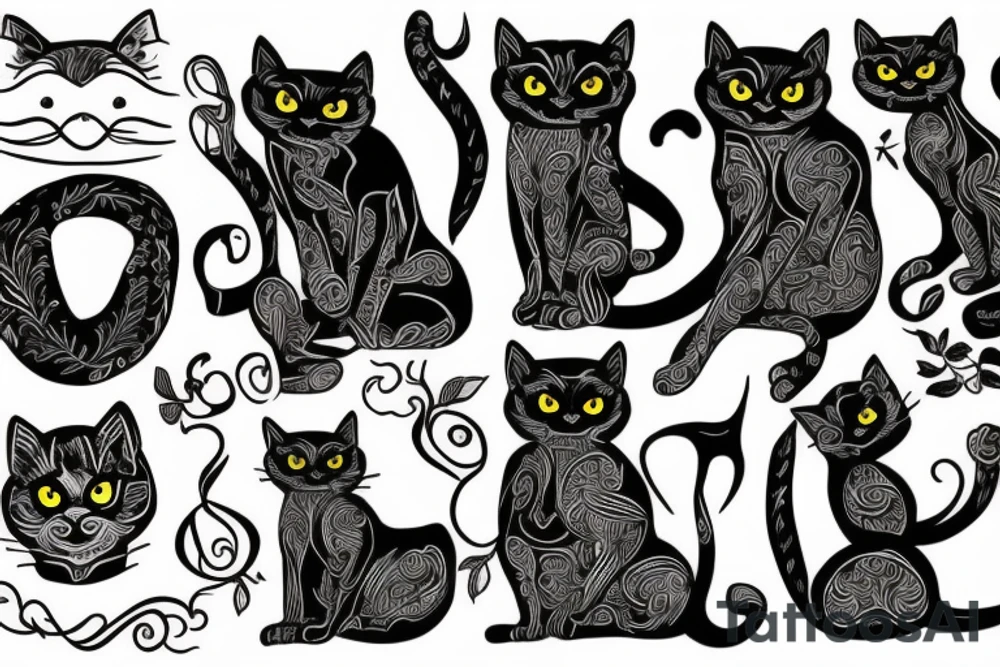 Black cat tattoo idea