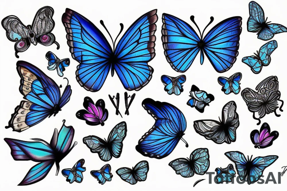A blue butterfly and a joint tattoo idea