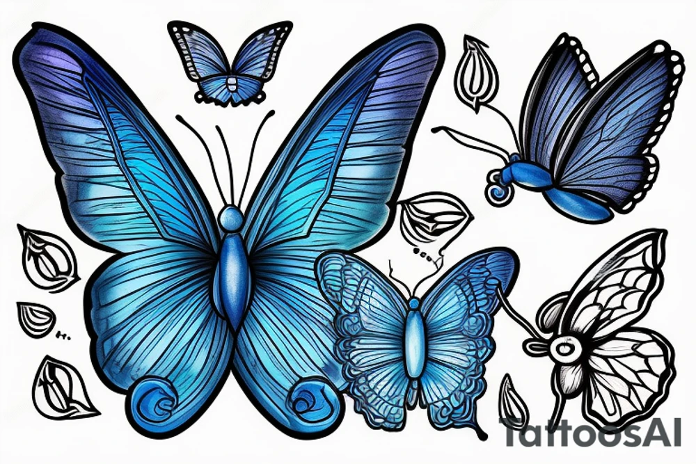 A blue butterfly and a joint tattoo idea