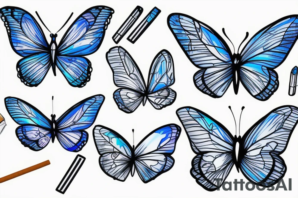 A blue butterfly and a cigarette tattoo idea
