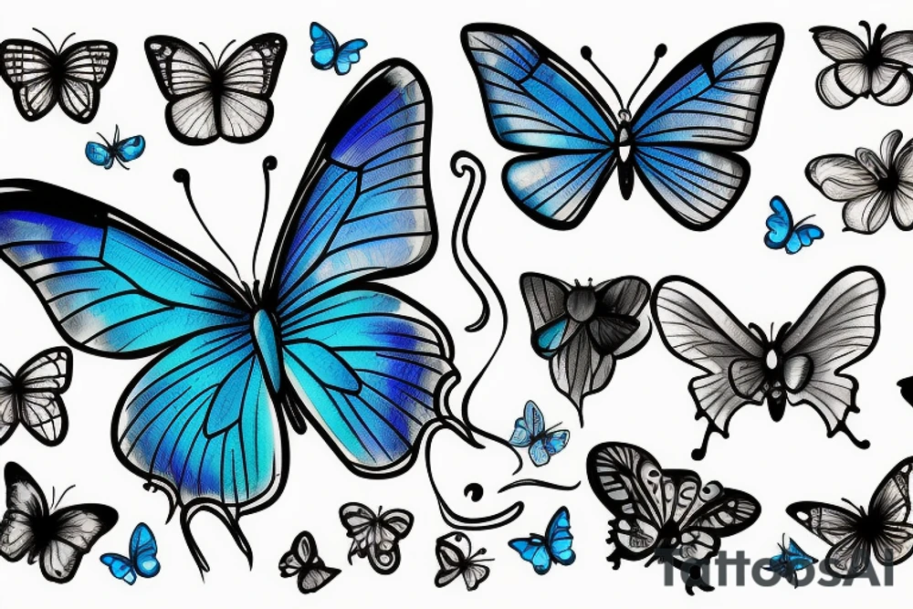 A blue butterfly and a cigarette tattoo idea