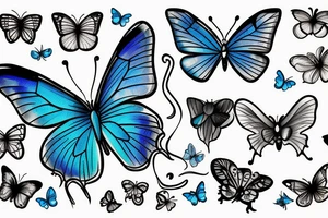 A blue butterfly and a cigarette tattoo idea