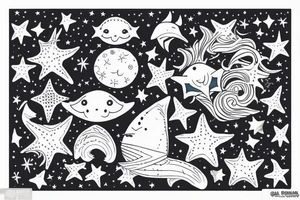 Cintas entrelazadas en posición vertical de 40 CM de largo con estrellas, lunas y olas de mar
Que se extienda desde mí tobillo hasta mí rodilla tattoo idea