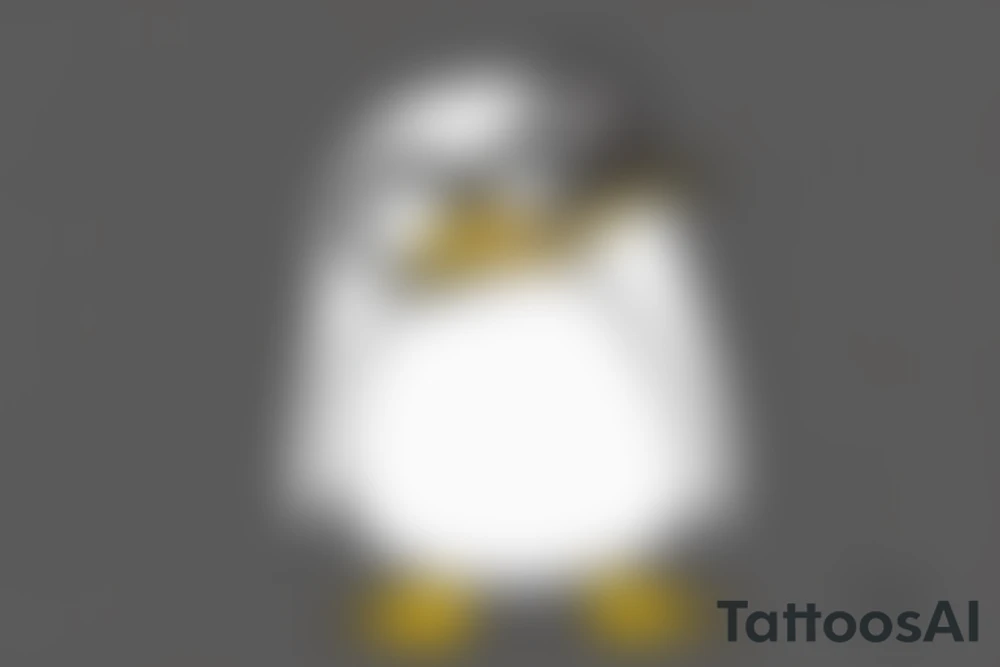 a small, cute little fat penguin that is waving and saying 'ello tattoo idea