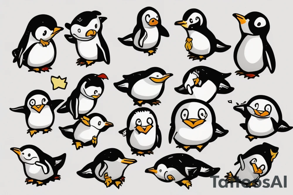 a small, cute, little fat penguin that is waving and saying 'ello tattoo idea