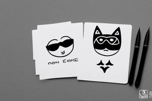 chat noir avec lunettes de soleil qui joue au poker et rigole tattoo idea