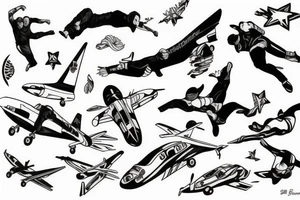 Human falling from a plane tattoo idea