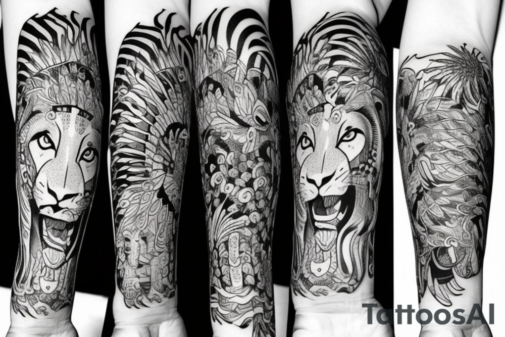 Zuez lion bravery pain and hurt tattoo idea