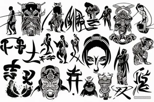 A combination of Brazilian jiu jitsu and Japanese samurai style tattoo idea