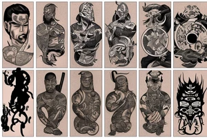 A combination of Brazilian jiu jitsu and Japanese samurai style tattoo idea