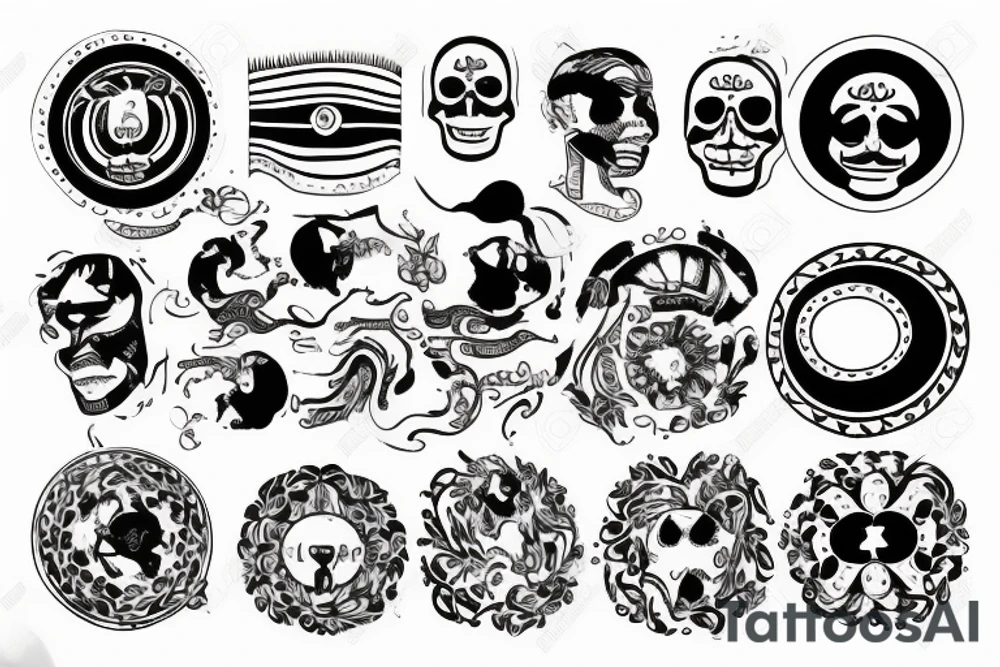 Mexico and colombia on a circle tattoo idea