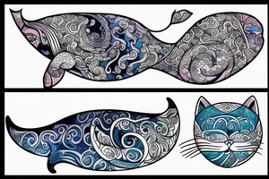 Cat in a whale tattoo idea