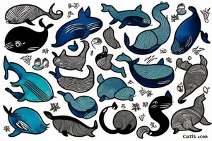 Cat in a whale tattoo idea