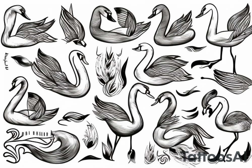 swan in minimalistic design tattoo idea
